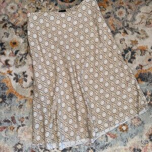 Ann Taylor Elegant Beige Patterned Skirt